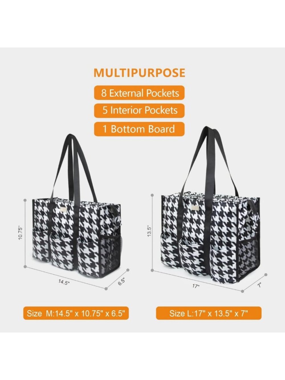 Water-Resistant Utility Tote Bag with 13 Pockets, Zipper Closure & Thick Support - Picture 2 of 6